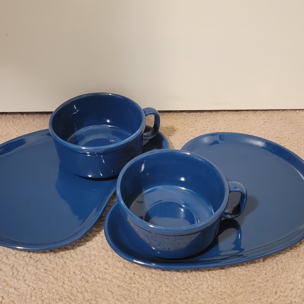 Set Of 2 Ceramic Snack Trays